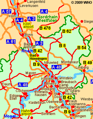 Landkarte Bad Hnningen am Rhein, Rheinlauf, Rheinland-Pfalz